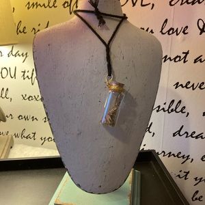 Handmade Herb light pink Gemstone Bottle Necklace